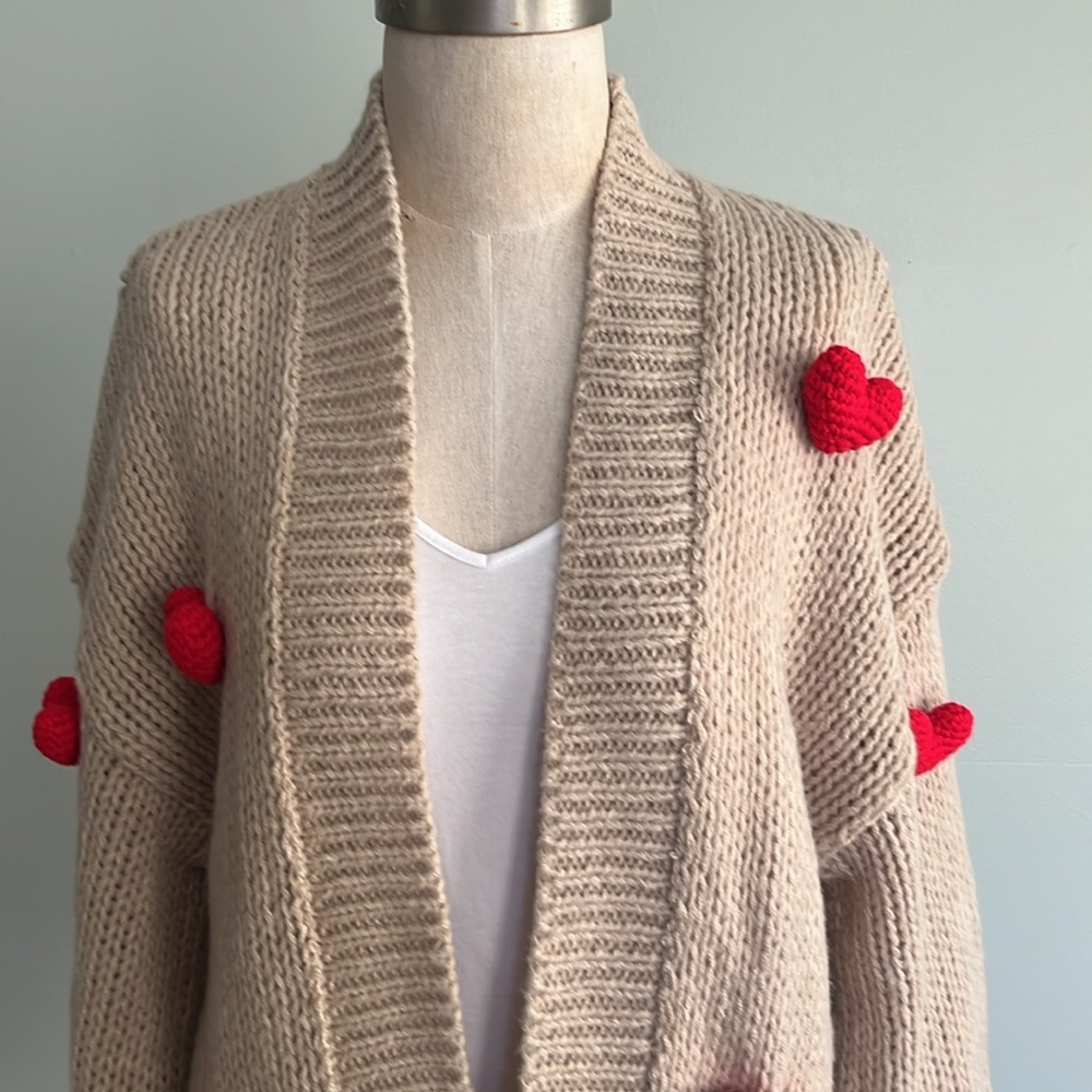 Anthropology Maeve Susanna 3D Heard Tan Cardigan Seeater - Picture 4 of 11